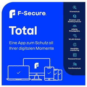 F-Secure Total 2025 inkl. VPN (3 Gerte, 1 Jahr) Vollversion, deutsch Download (FCFTBR1N003E2)