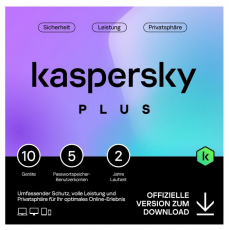 Kaspersky Plus 2024 (10 Device, 2 Jahre) deutsch Vollversion, Download