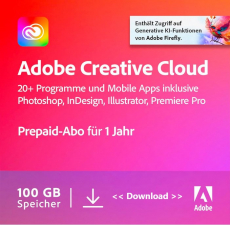 Adobe Creative Cloud Pro (1 Jahr) Vollversion (1 Benutzer, 2 PC) 100 GB CS, Win/Mac Download